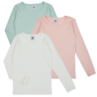 Clothing Girl Long sleeved shirts Petit Bateau LOT MANCHES LONGUES X3 Multicolour